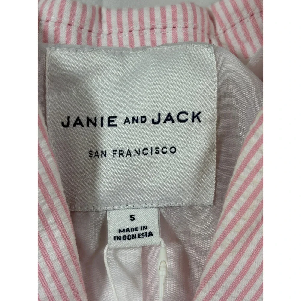 Janie and Jack Boys Pink White Seersucker Blazer Jacket Size 5 NWT‎ Formal